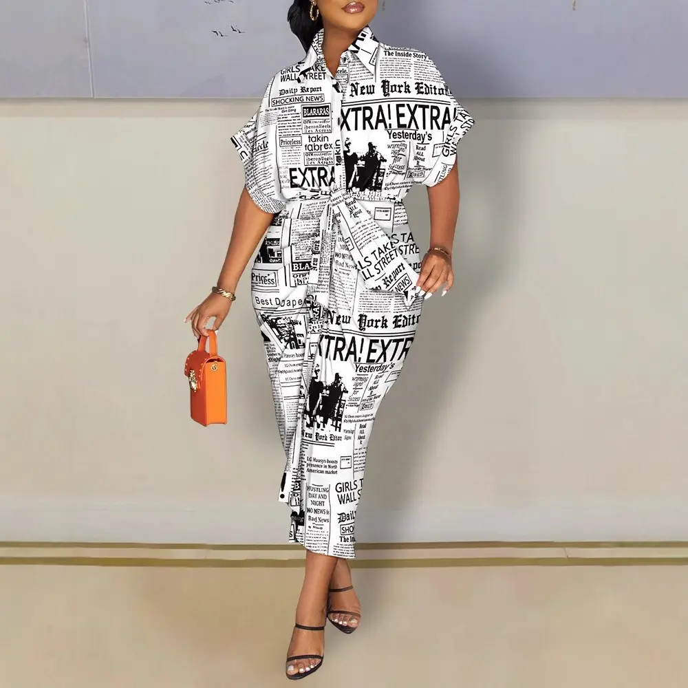 2022 V-Neck Button Printed Shirt Dress for Women - Image 6