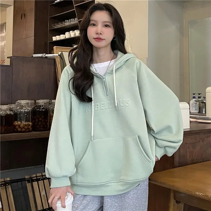 2022 Korean Style Hooded Hoodie for Women Plus Size