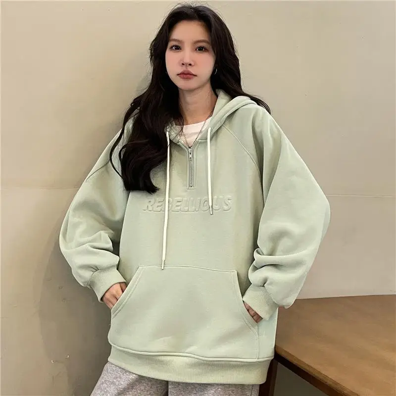 2022 Korean Style Hooded Hoodie for Women Plus Size