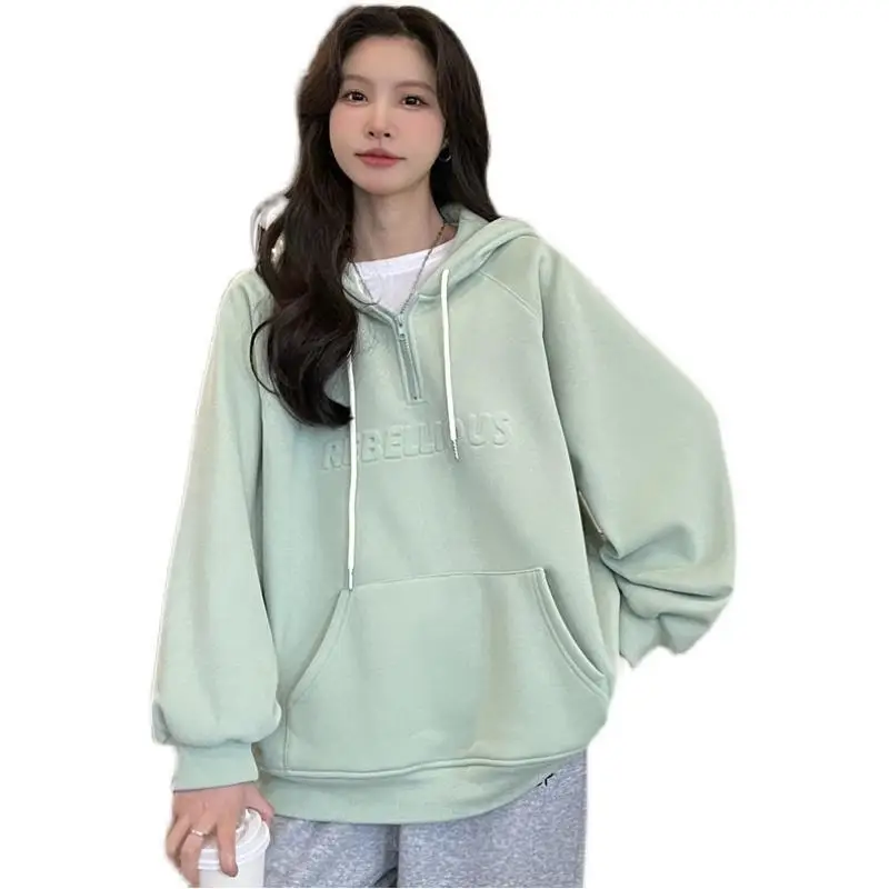 2022 Korean Style Hooded Hoodie for Women Plus Size