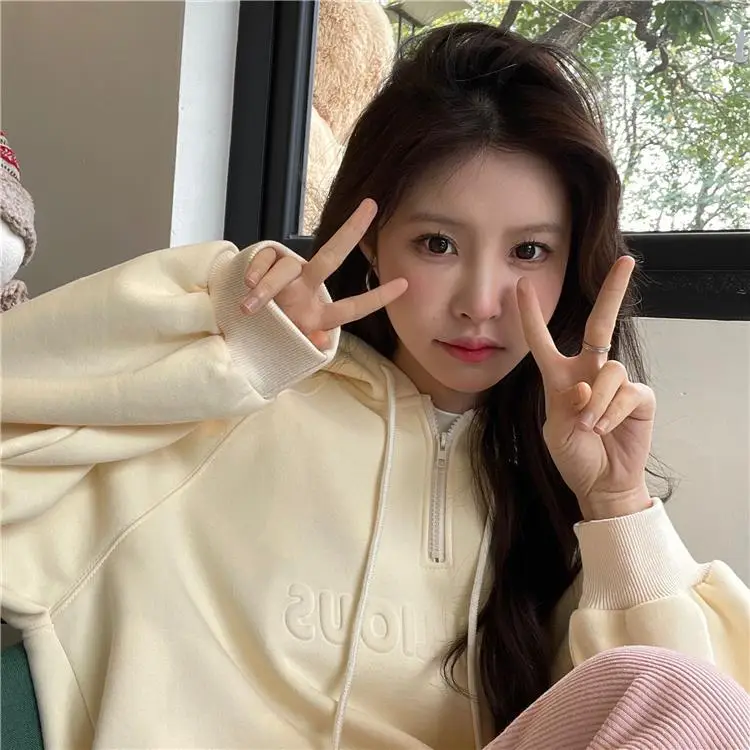 2022 Korean Style Hooded Hoodie for Women Plus Size — feature 34