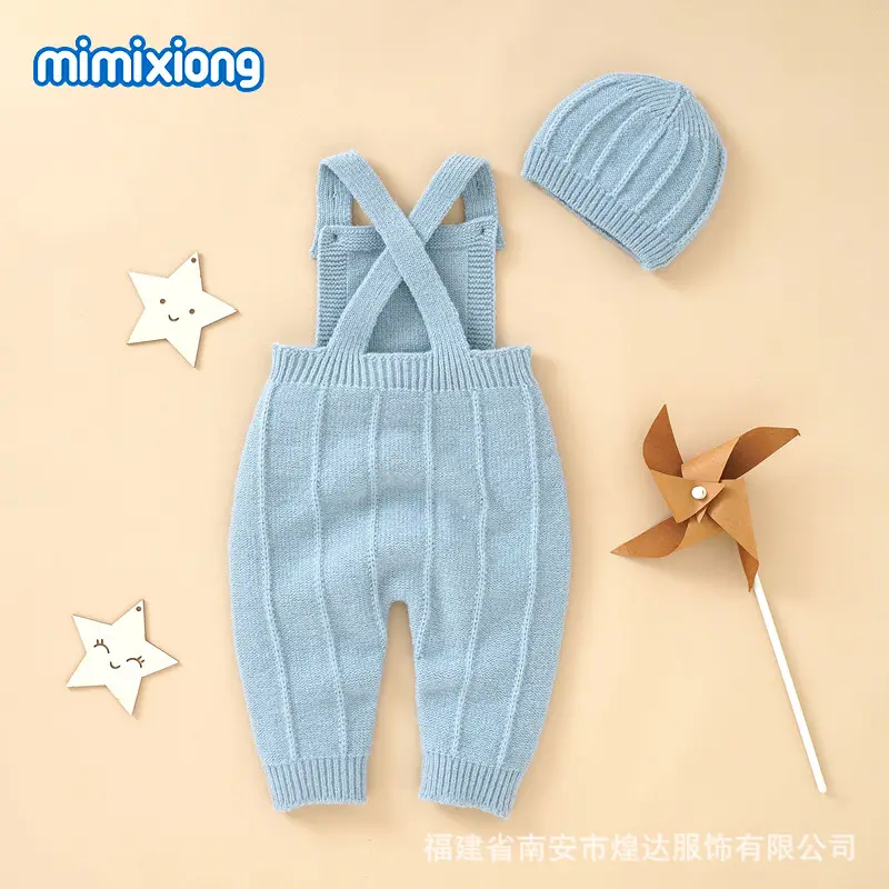 Baby Knitted Hat & Sling Set Light Blue - Image 5