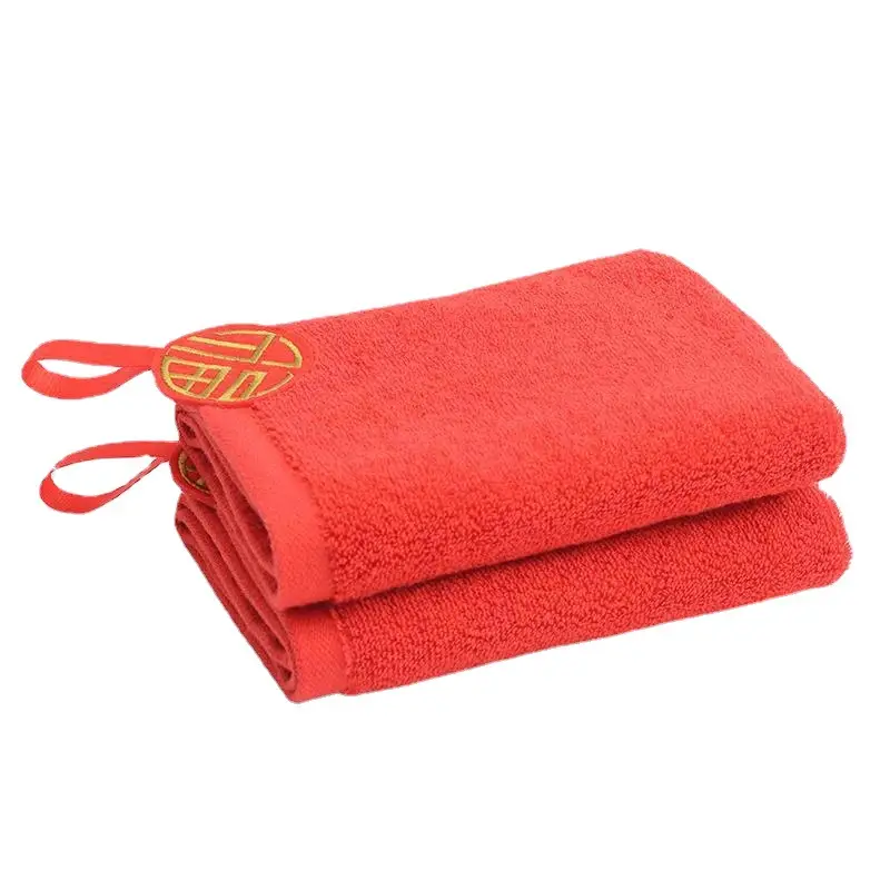 Red Pure Cotton Square Towel for Men Women Wedding Absorbent - Image 7