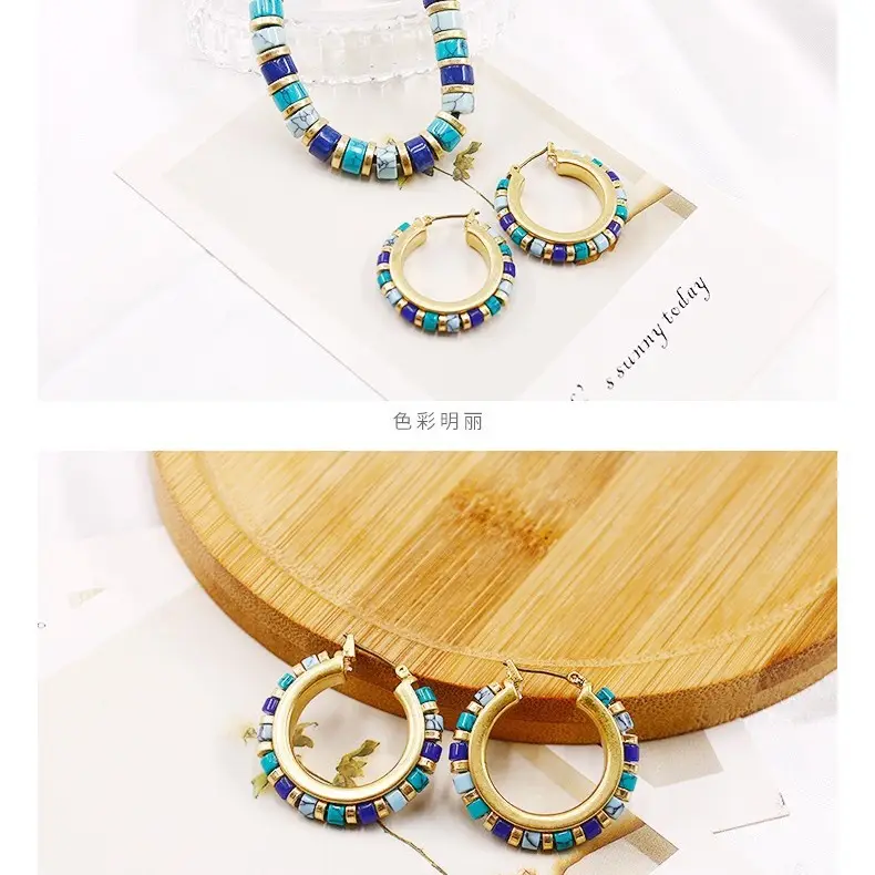 Turquoise Medieval Cross-Border Jewelry Set - Image 2