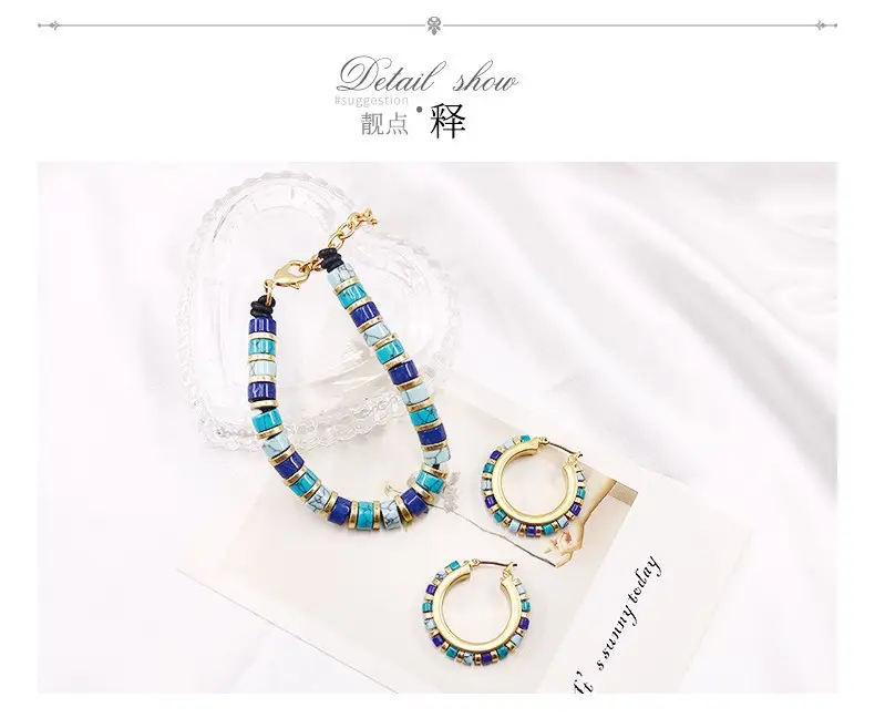 Turquoise Medieval Cross-Border Jewelry Set — feature 5