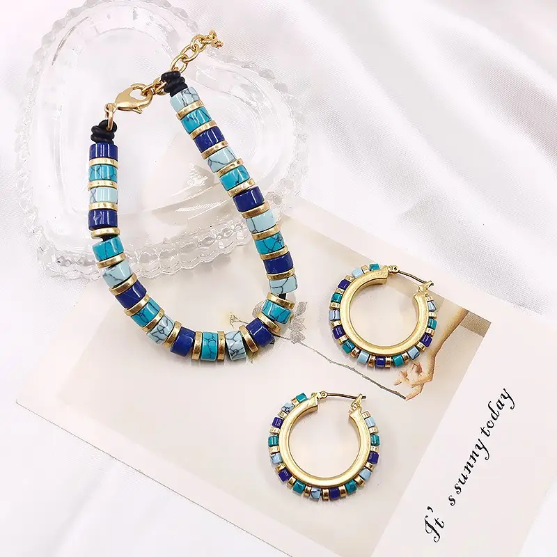 Turquoise Medieval Cross-Border Jewelry Set — feature 6