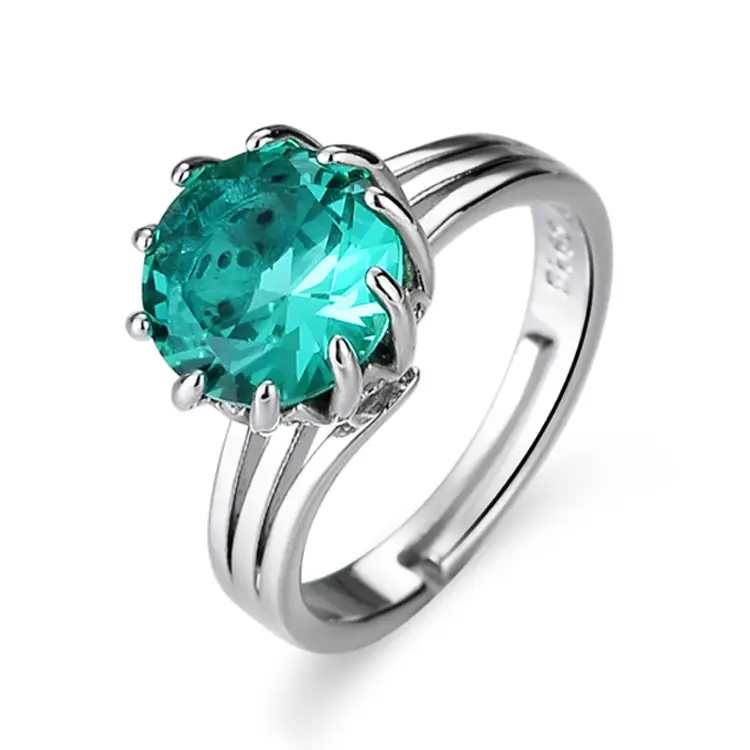 Emerald Cut Zircon Ring with Silver Plating - Image 2