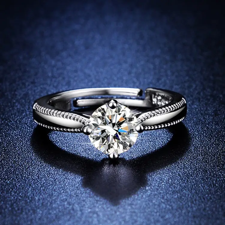 Open Heart Zircon Engagement Ring with Four Claws Design - Image 2