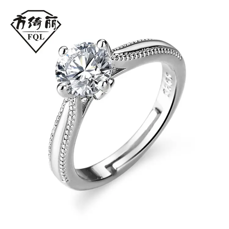 Open Heart Zircon Engagement Ring with Four Claws Design - Image 4