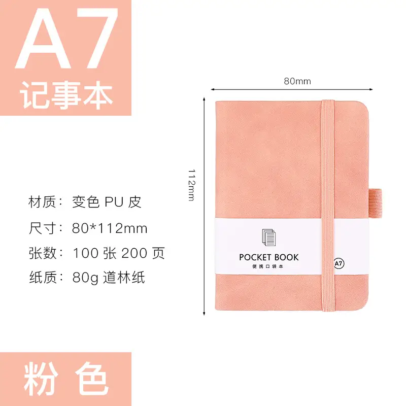 A7 Elastic Strap Memo Notebook 80x112mm Peach - Image 2