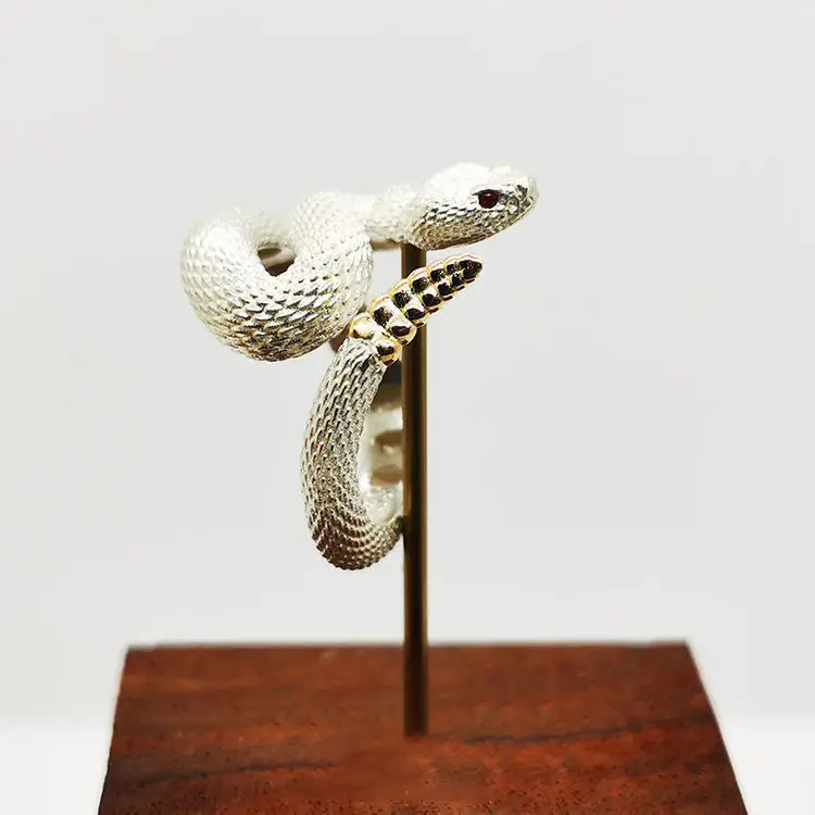 925 Plated Rattlesnake Ring for Men Women - Image 11