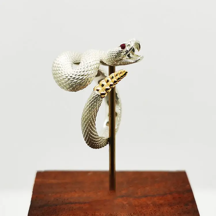 925 Plated Rattlesnake Ring for Men Women - Image 12
