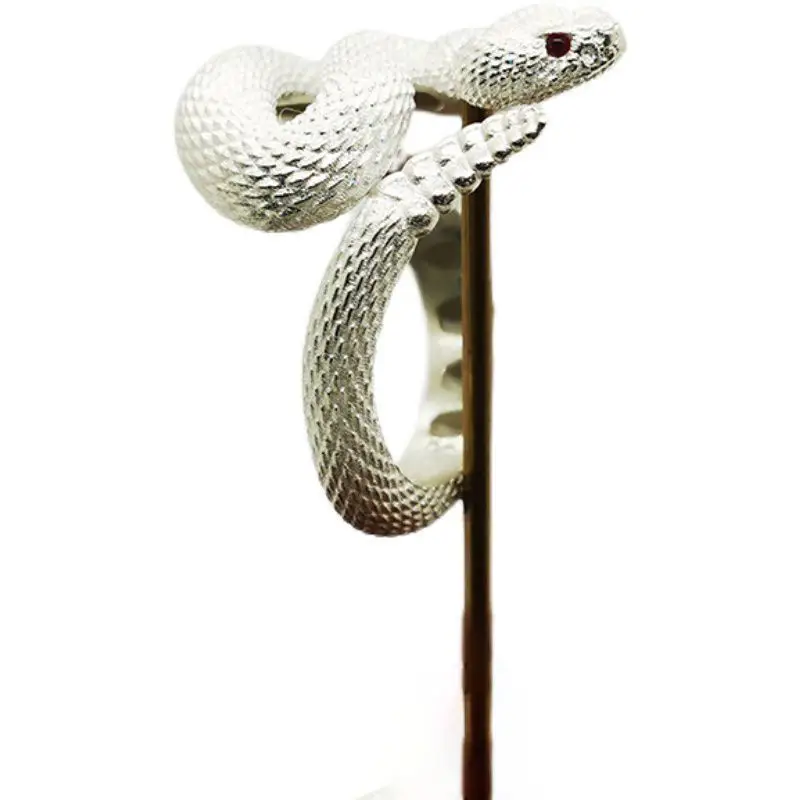 925 Plated Rattlesnake Ring for Men Women - Image 13