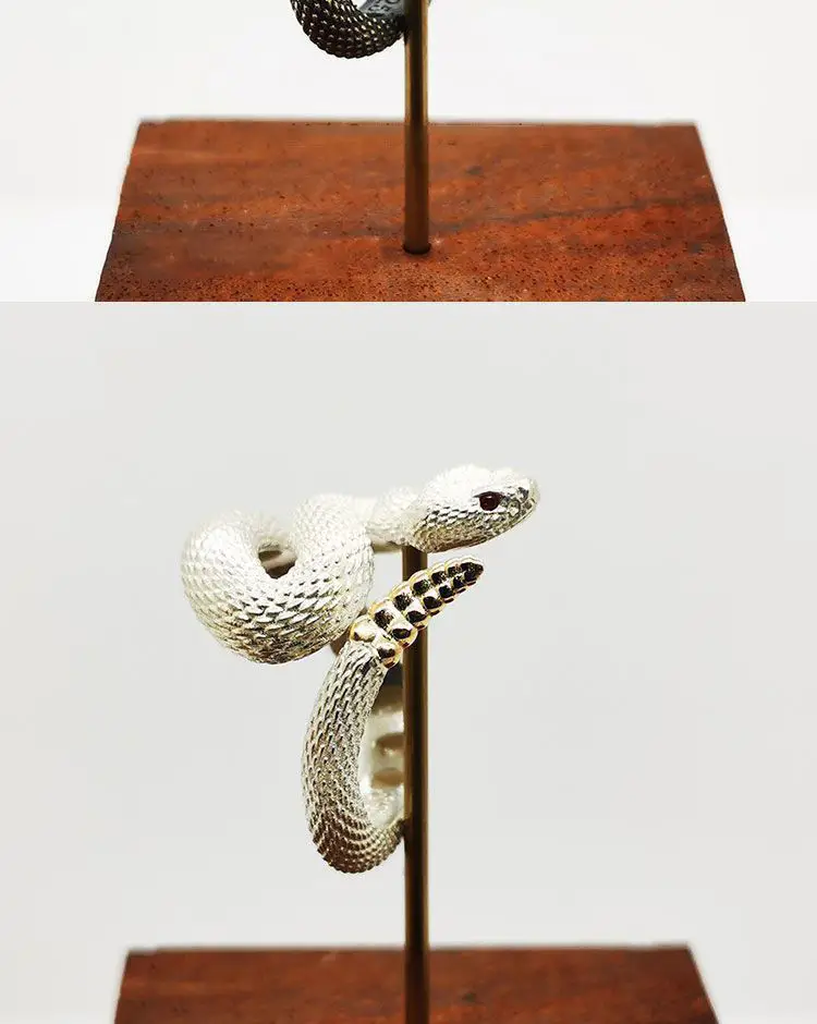 925 Plated Rattlesnake Ring for Men Women — feature 3