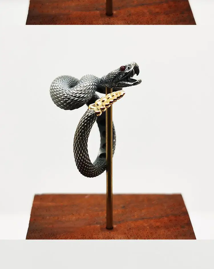 925 Plated Rattlesnake Ring for Men Women — feature 4