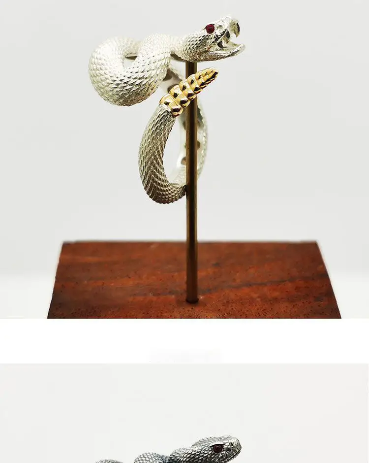 925 Plated Rattlesnake Ring for Men Women — feature 5