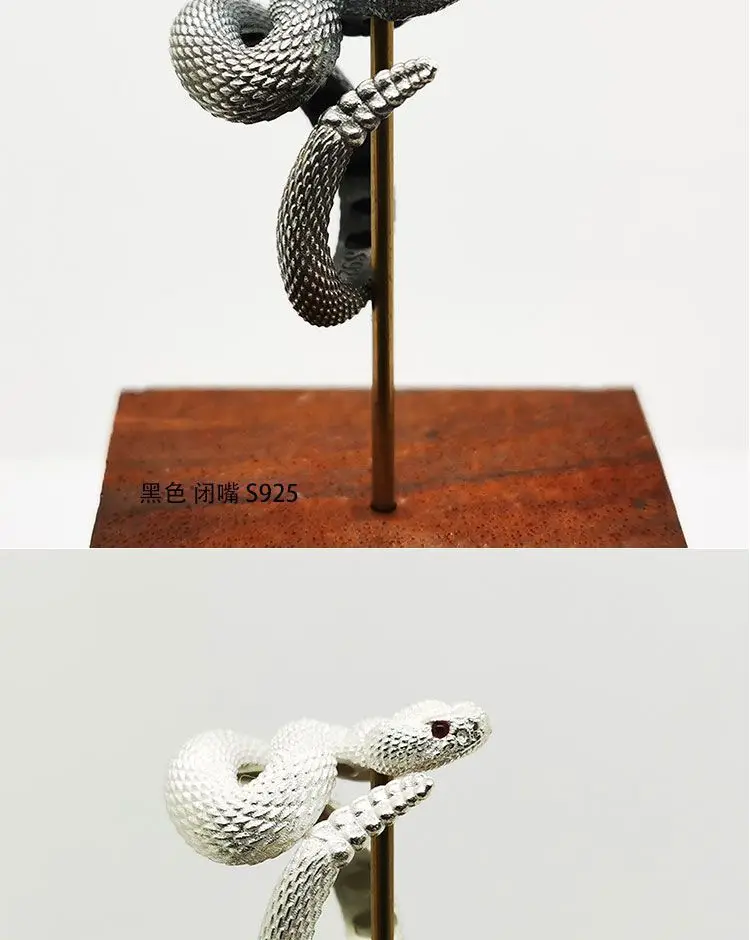 925 Plated Rattlesnake Ring for Men Women — feature 6