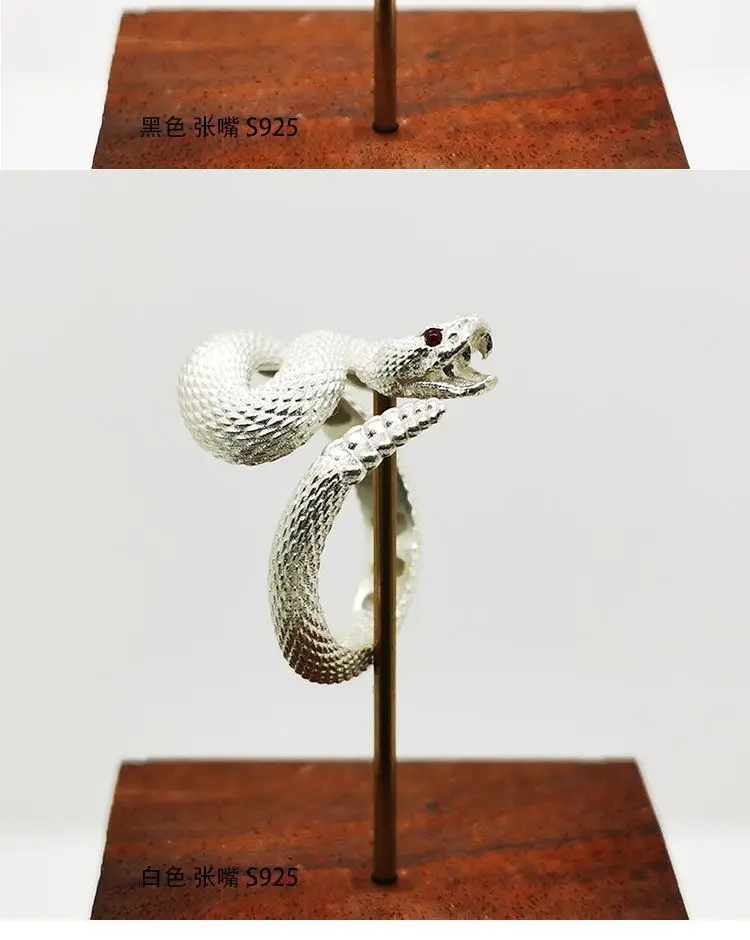 925 Plated Rattlesnake Ring for Men Women — feature 8