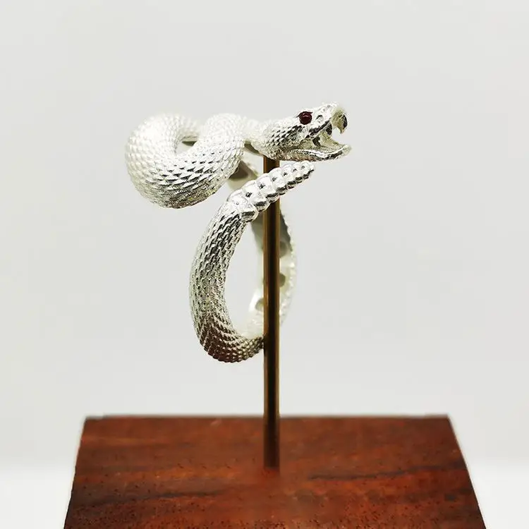 925 Plated Rattlesnake Ring for Men Women - Image 2