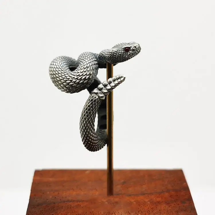 925 Plated Rattlesnake Ring for Men Women - Image 3