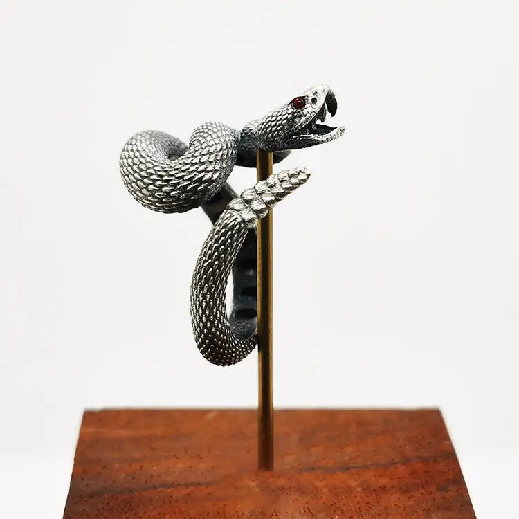 925 Plated Rattlesnake Ring for Men Women - Image 4
