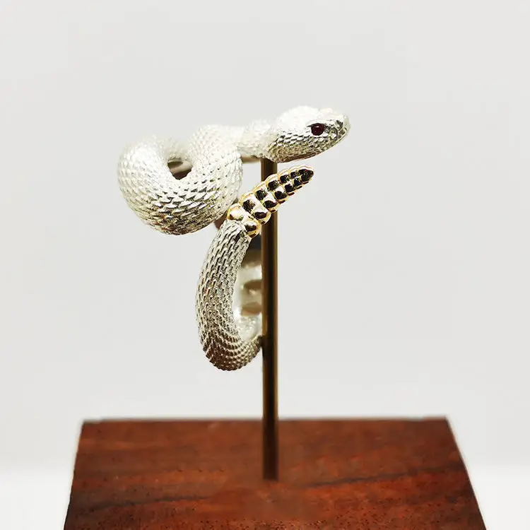 925 Plated Rattlesnake Ring for Men Women - Image 5
