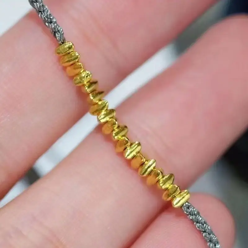 Foot Gold 999 Handmade Gold Bracelet with Triangle Spacer