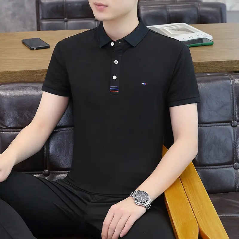 2025 Men Black Polo T-Shirt Half Sleeve Casual Wear - Image 8