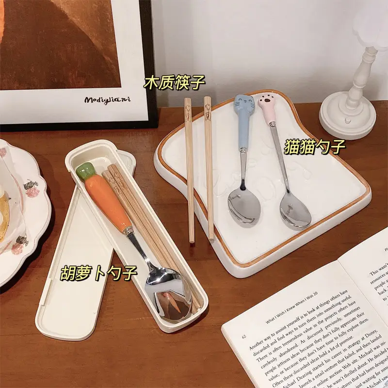 Cute Stainless Steel Chopstick Set with Storage Box - Image 18