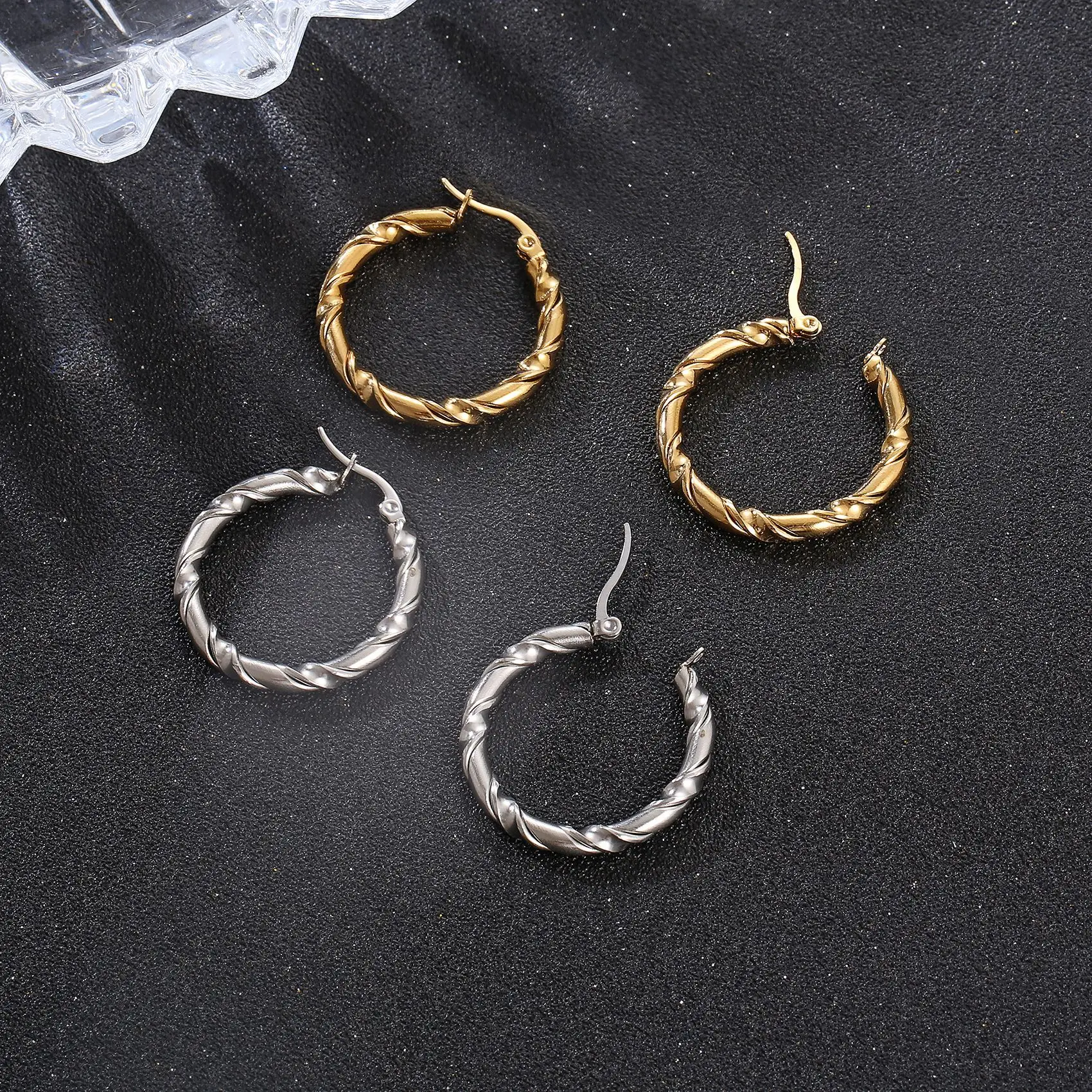 Twisted Stainless Steel Earrings for Women - Image 4