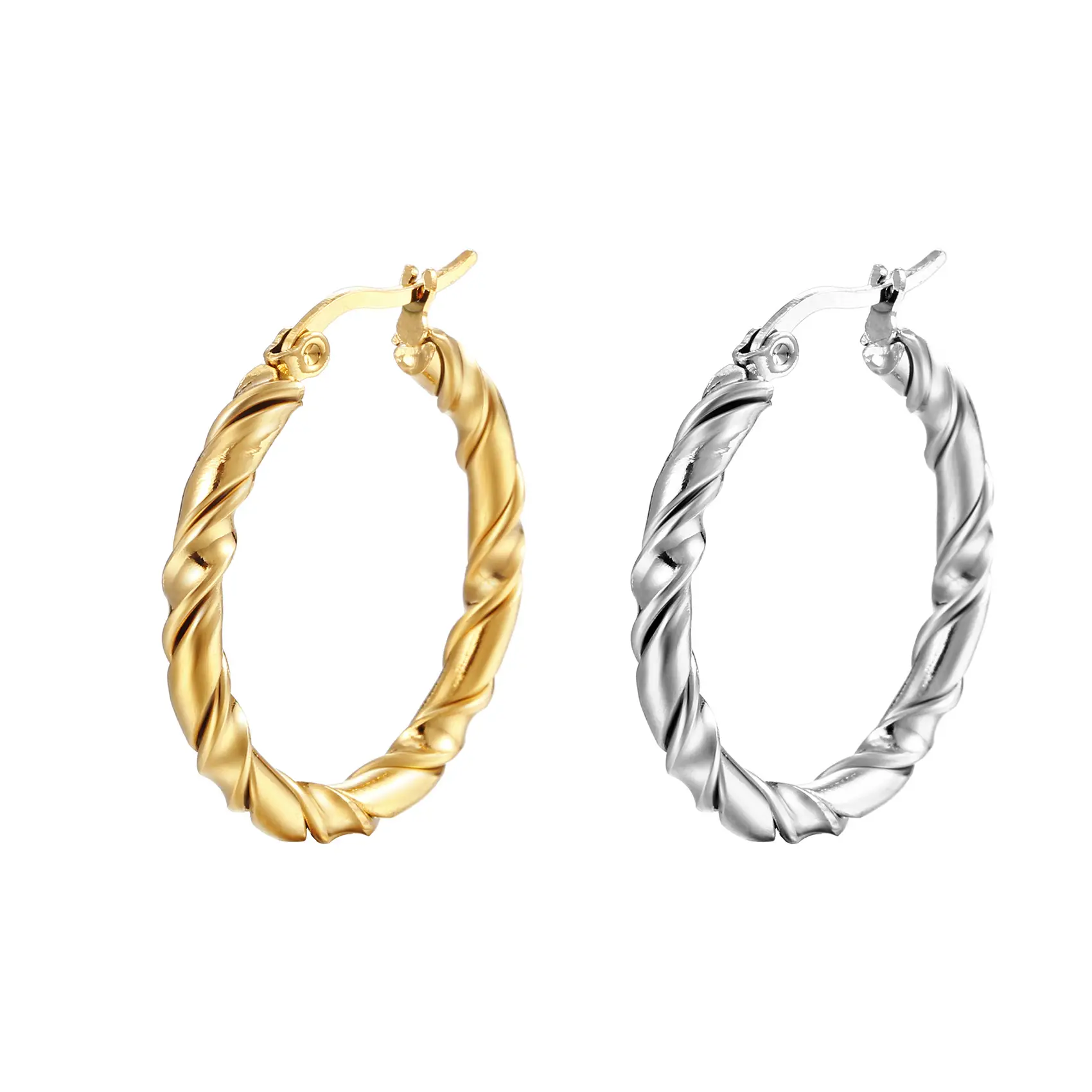 Twisted Stainless Steel Earrings for Women - Image 5