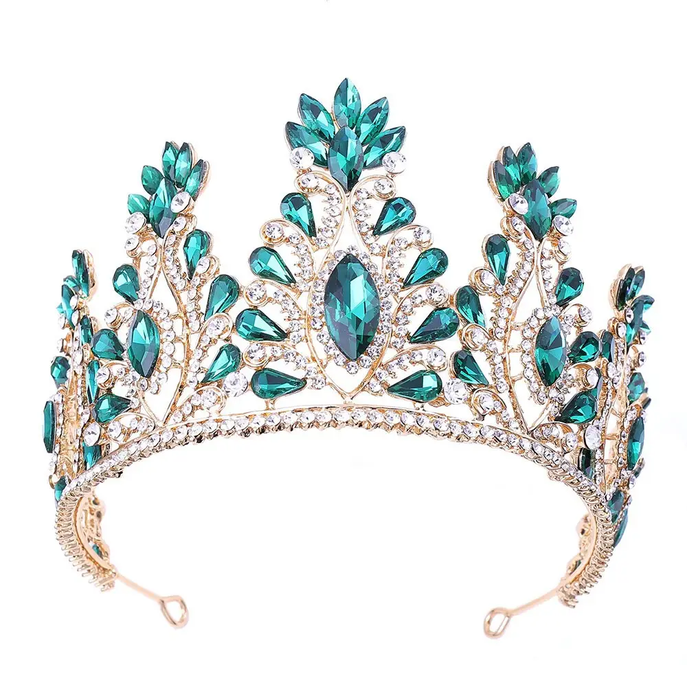 European Princess Crown with Green Rhinestones - Image 9