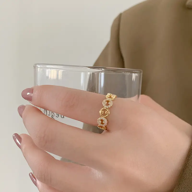 Real Gold Electroplated Zircon Open Ring for Women - Image 3