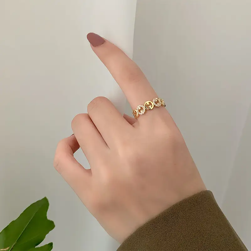 Real Gold Electroplated Zircon Open Ring for Women - Image 4