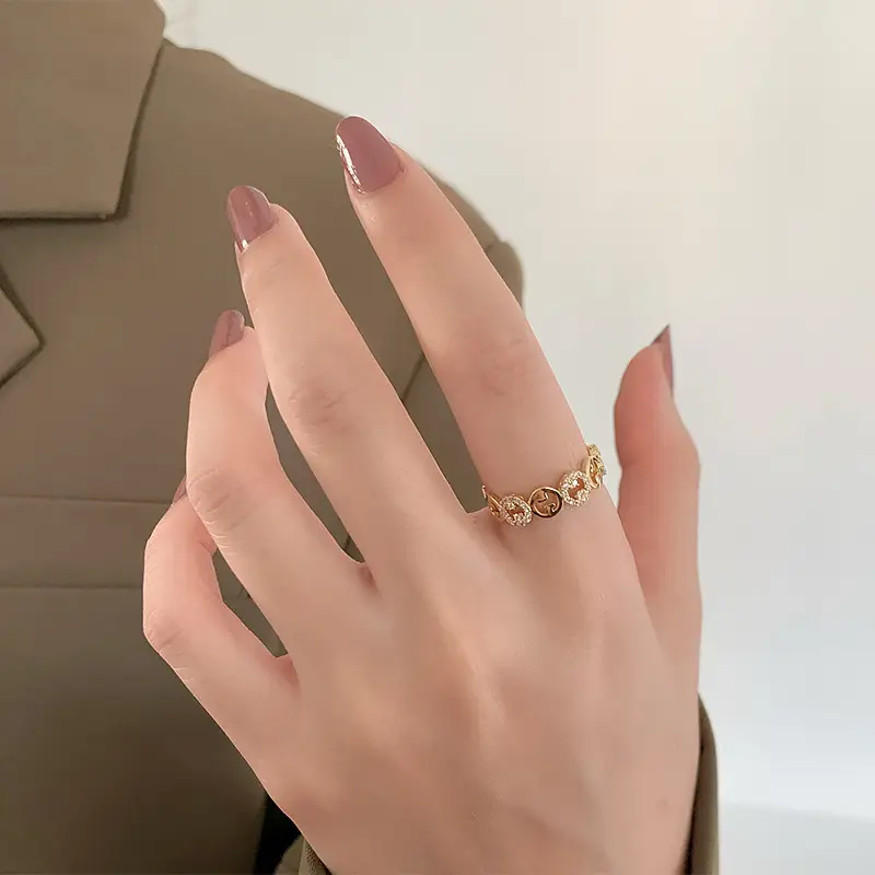 Real Gold Electroplated Zircon Open Ring for Women - Image 5