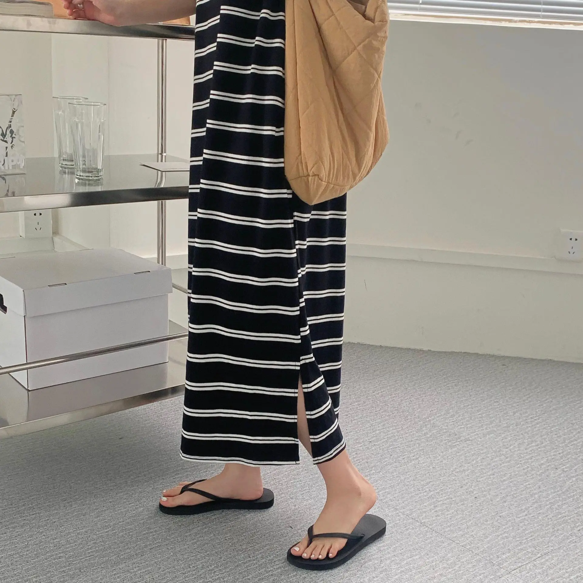 Women Korean Style Striped Dress 2025 Summer Loose Casual - Image 6