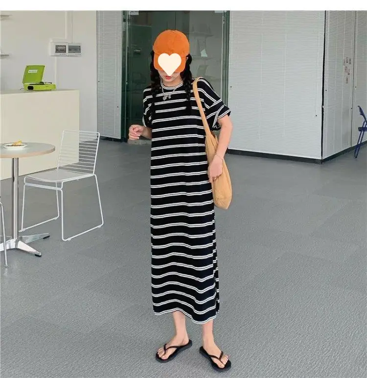 Women Korean Style Striped Dress 2025 Summer Loose Casual — feature 14