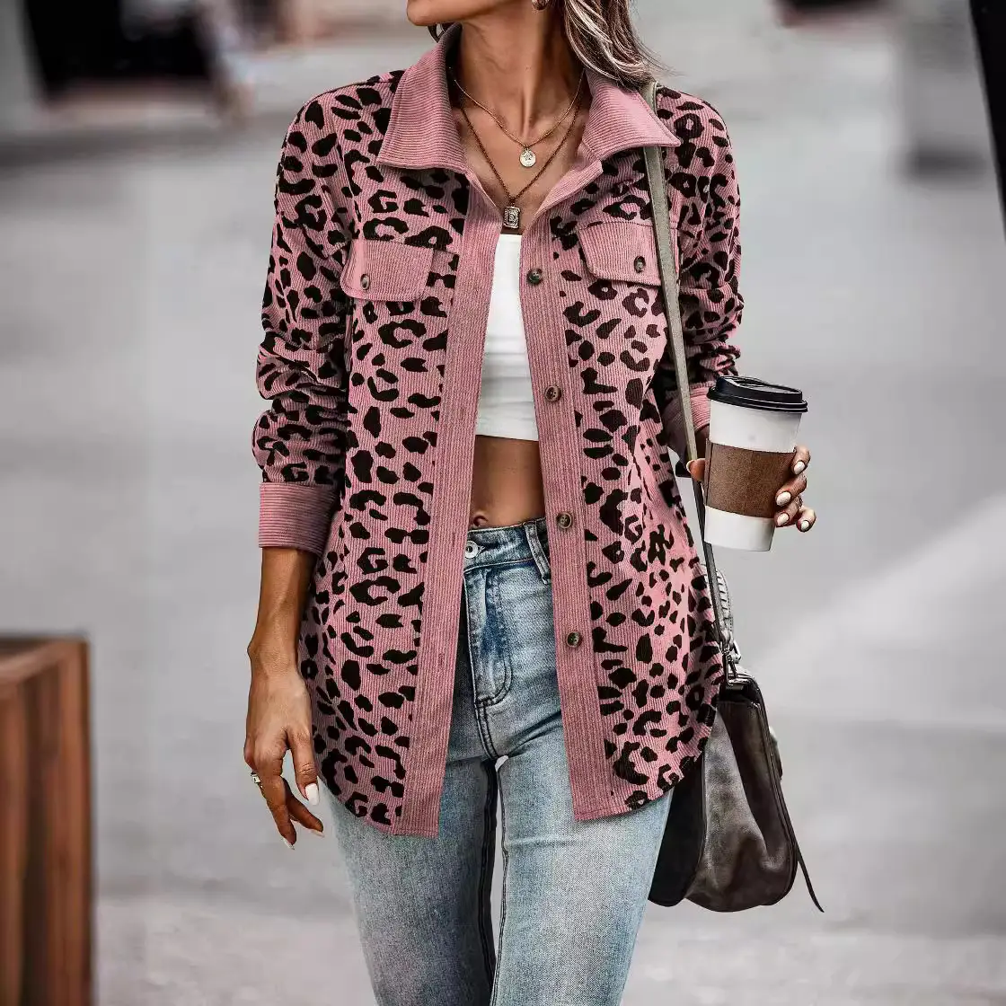 2025 Leopard Print Button Long Sleeve Jacket for Women - Image 11