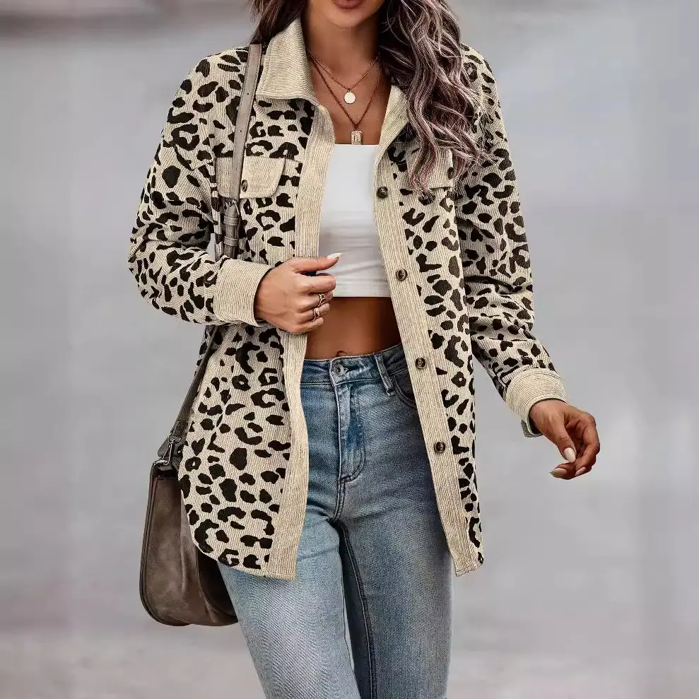 2025 Leopard Print Button Long Sleeve Jacket for Women - Image 12