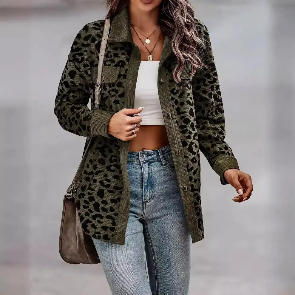 2025 Leopard Print Button Long Sleeve Jacket for Women - Image 13