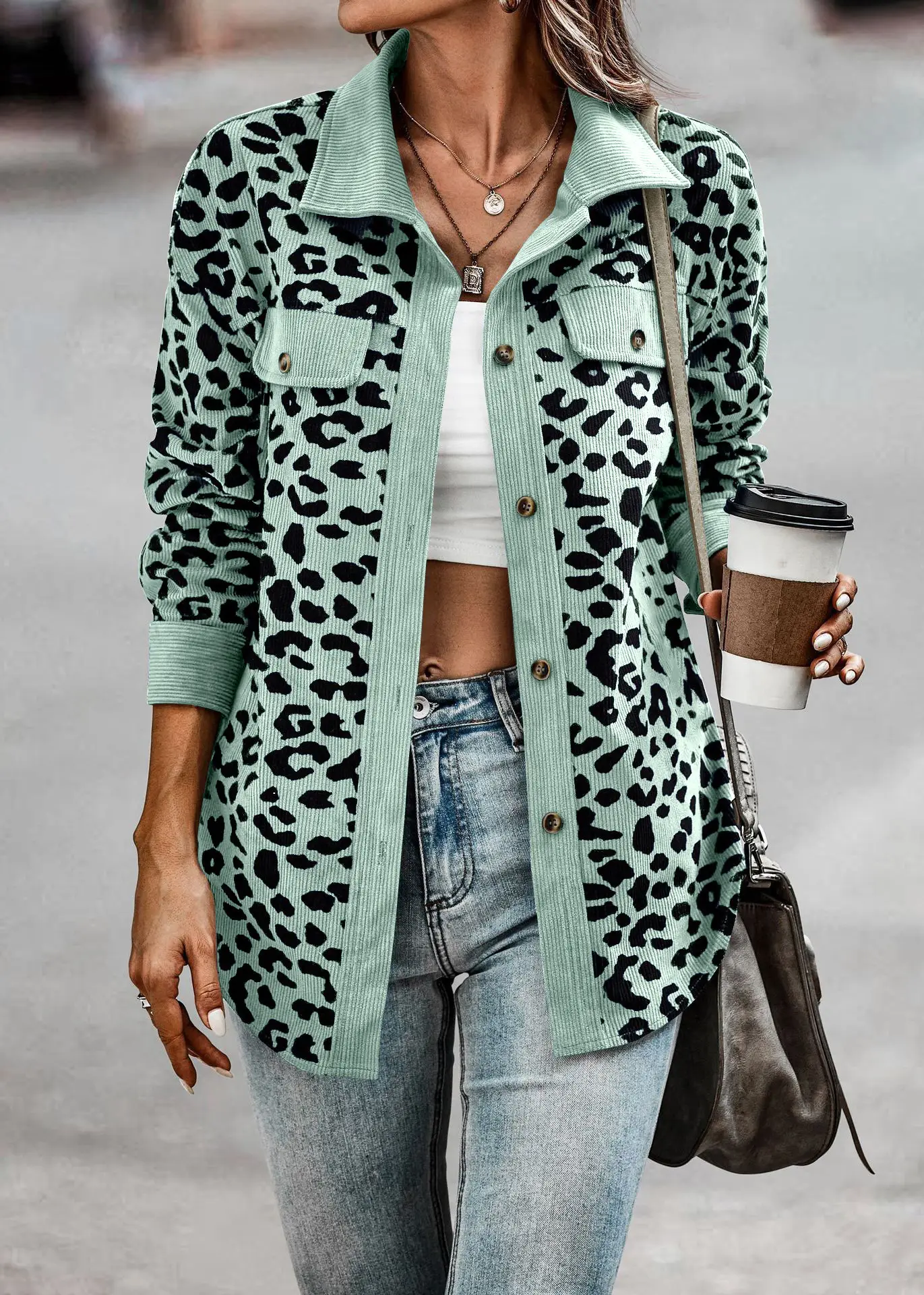 2025 Leopard Print Button Long Sleeve Jacket for Women - Image 5