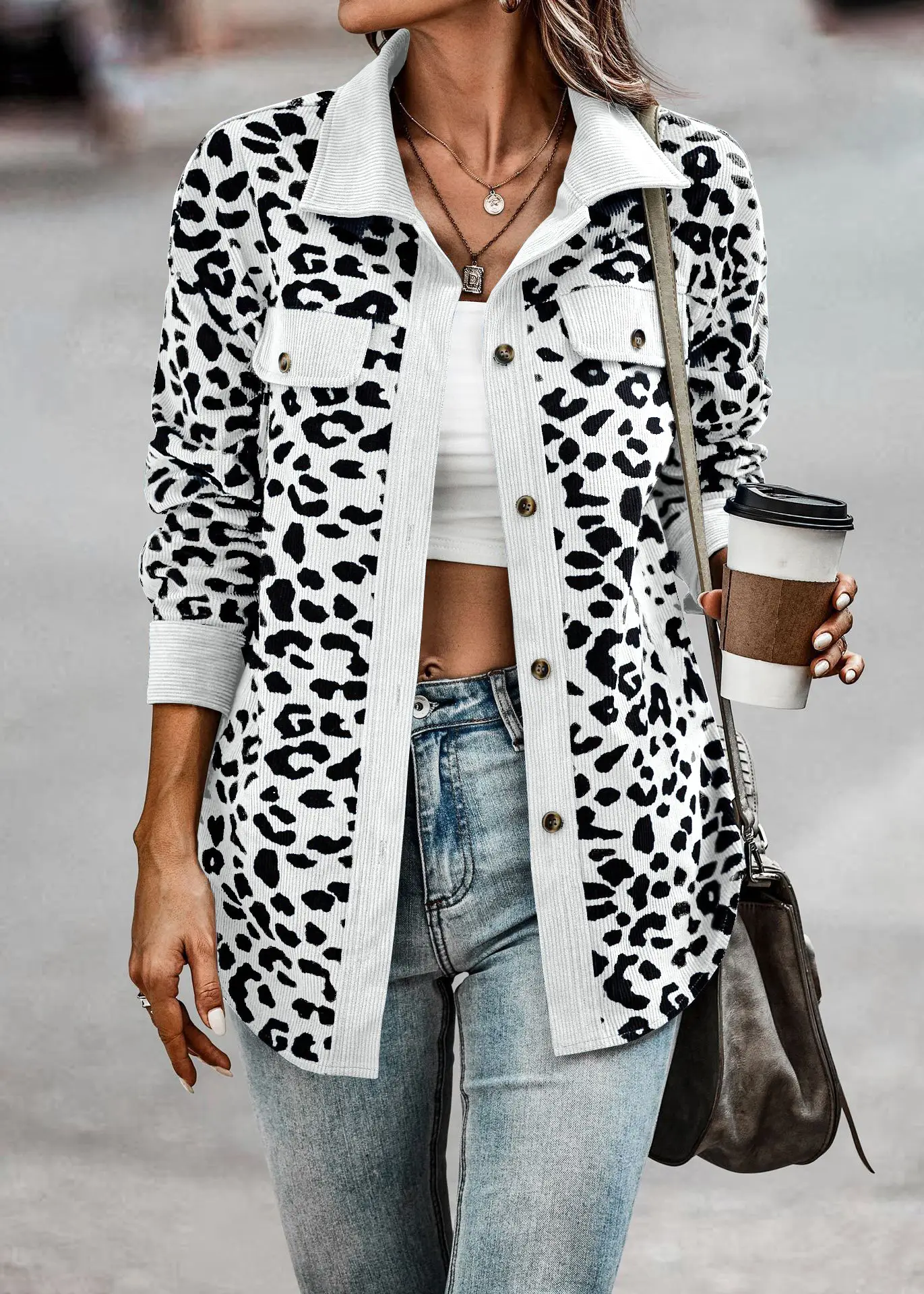 2025 Leopard Print Button Long Sleeve Jacket for Women - Image 6