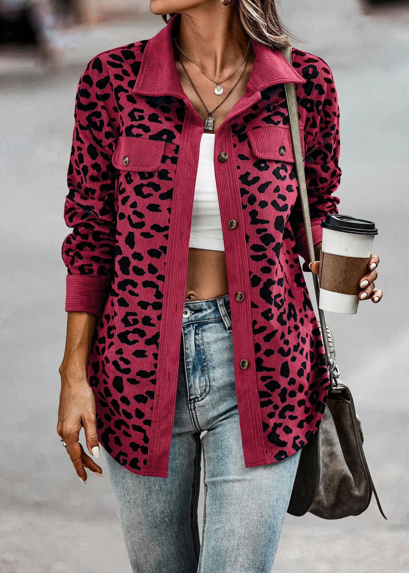 2025 Leopard Print Button Long Sleeve Jacket for Women - Image 7