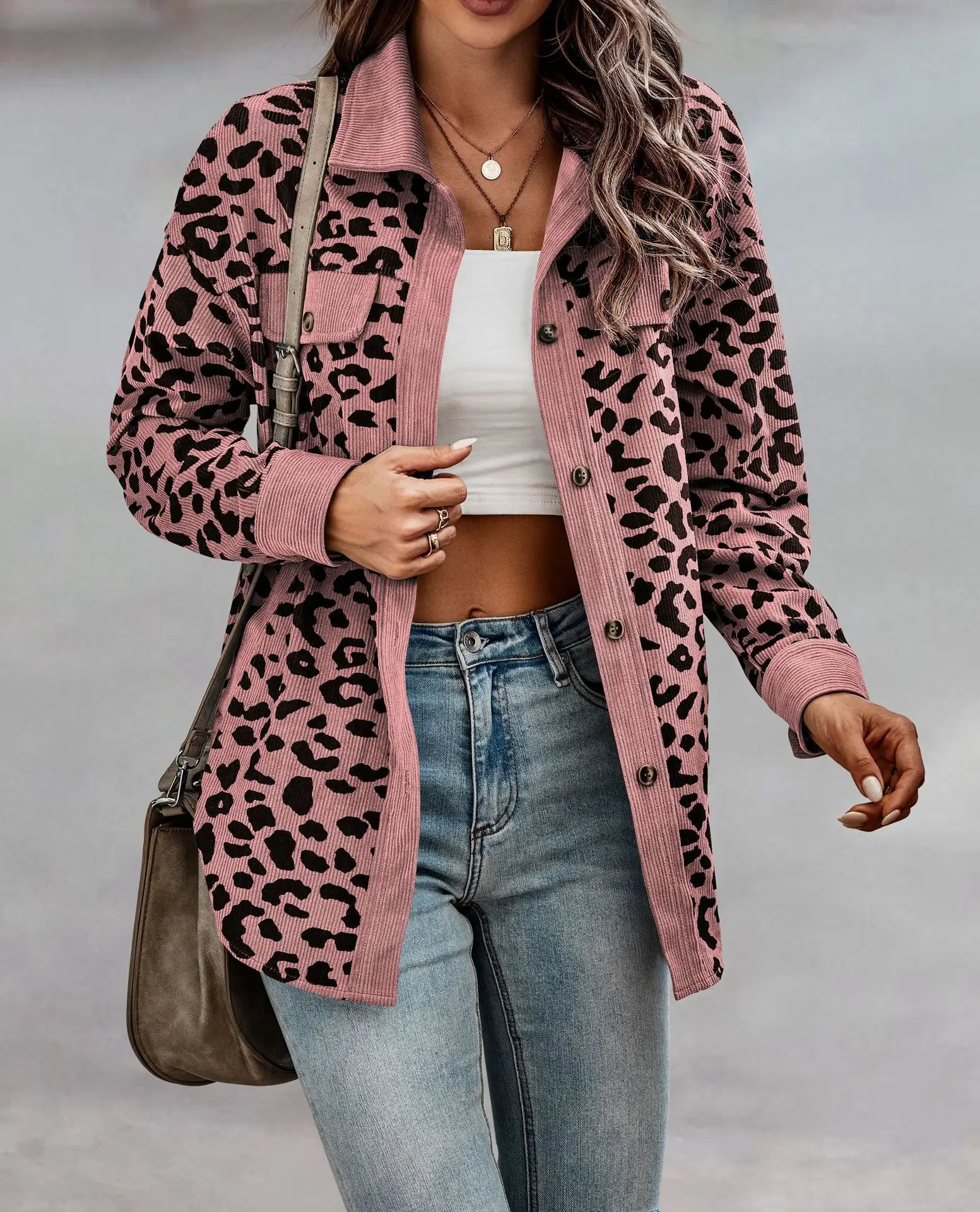 2025 Leopard Print Button Long Sleeve Jacket for Women - Image 9