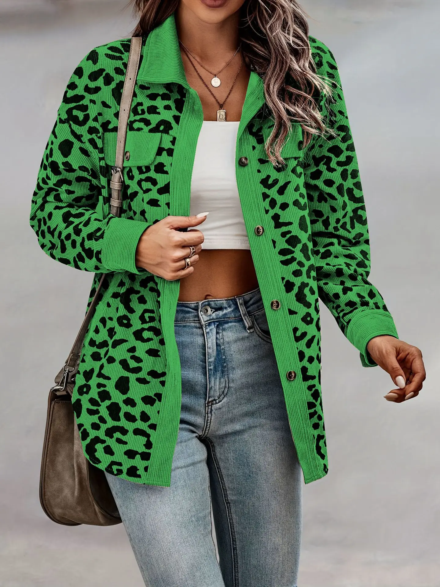 2025 Leopard Print Button Long Sleeve Jacket for Women - Image 2