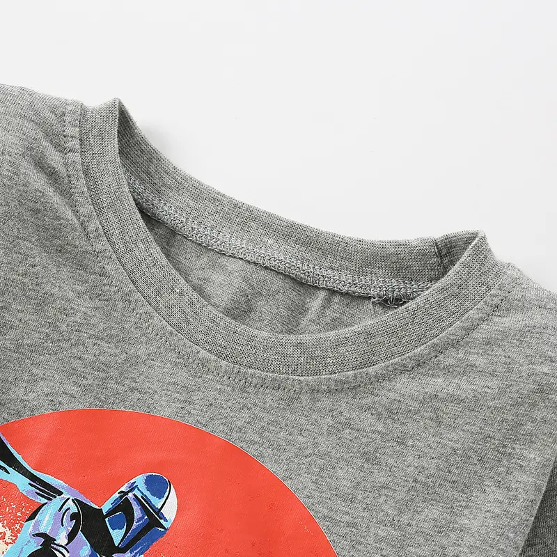 Kids Printed Long Sleeve T-shirt Gray Crewneck - Image 2