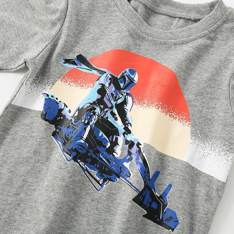 Kids Printed Long Sleeve T-shirt Gray Crewneck - Image 3