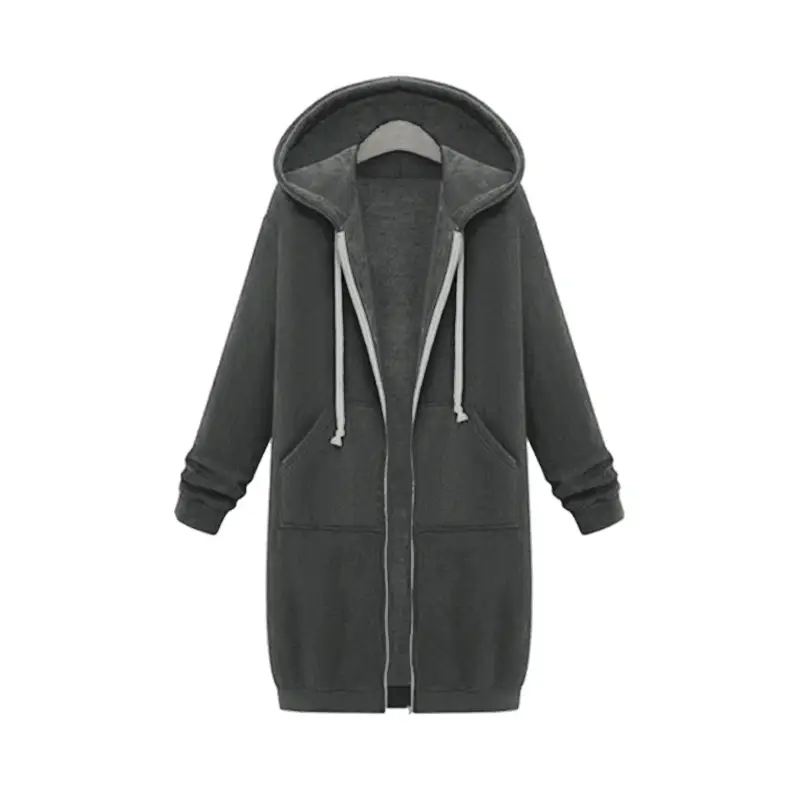 Women Hooded Long Sleeve Sweatshirt Blue Winter Wear - Image 5