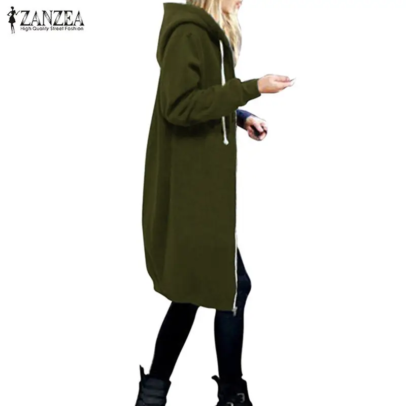 Women Hooded Long Sleeve Sweatshirt Blue Winter Wear - Image 6