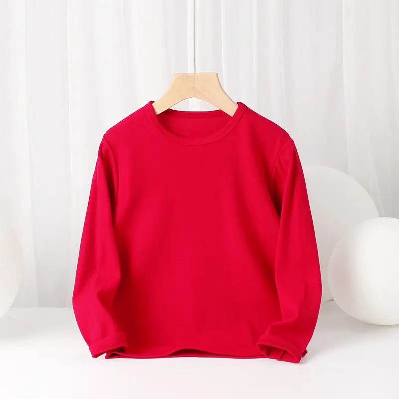 New Boys' Pure Cotton Long Sleeve T-Shirt Peach - Image 3